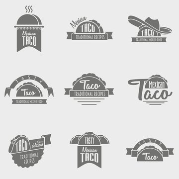 vector set of taco logo concepts. Template can be used to design menu, business cards or posters.