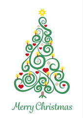 Christmas Greeting Card with Curly tree