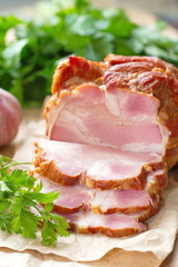 Smoked meat and vegetables