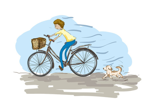  riding bike with dog