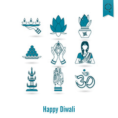 Diwali. Indian Festival Icons