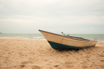 Fishing boat on the beach.Horizontal view.
