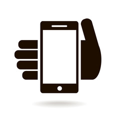 Vector icon of mobile phone in hand