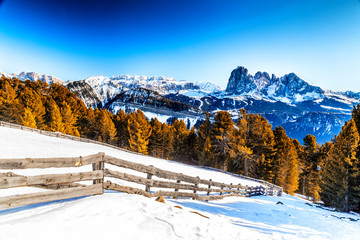 Fence on Dolomite mountains