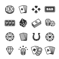 Gambling icons set, casino and card, poker game. Vector illustration - 95271900