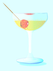 Champagne with Lipstick And Cherry