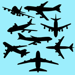 airplane silhouette vector set