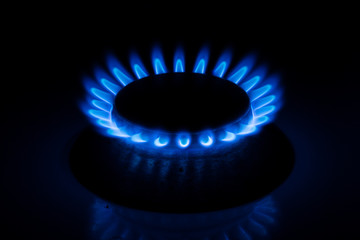 Natural gas burner on stove 