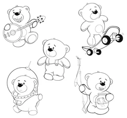 Fototapeten Babyzimmer A set of bears. Coloring book  © liusa