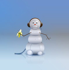 New Year 2016 Monkey snowman, vector illustration