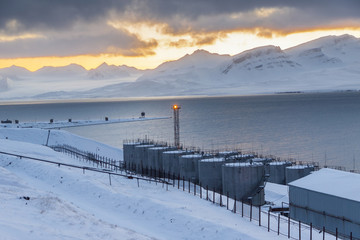 Barentsburg port  - Russian village on Spitsbergen