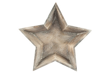 Wooden star isolated on white background