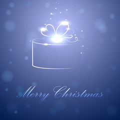 christmas  blue  background festive box of light,