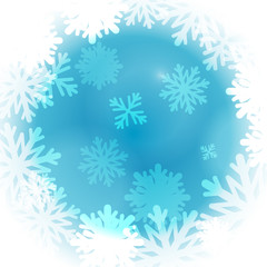 Vector : Ice crystal and bubble on blue winter background