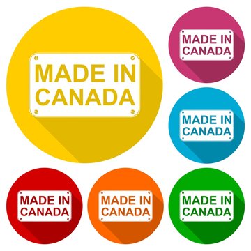 Made in Canada icons set with long shadow
