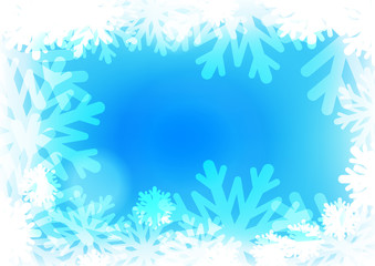 Fototapeta na wymiar Vector : Ice crystal and bubble on blue winter background