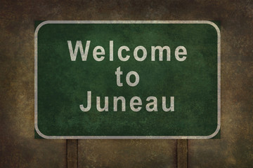 Welcome to Juneau roadside sign illustration