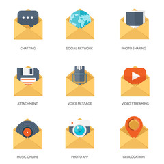 Vector illustration. Envelope icon. Letter, email. Message and communication. Social media