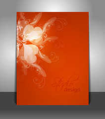Decorative design template with hearts and of curls