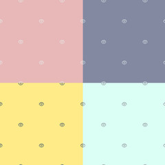 Eye hipster simple seamless pattern set. Blue, yellow, pink, violet repeatable background for kids fabric.