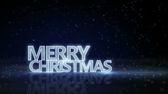 merry christmas neon glow text and sparkling particles loop 4k (4096x2304)
