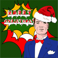 Pop Art Man. Congratulates the man. Happy New Year
