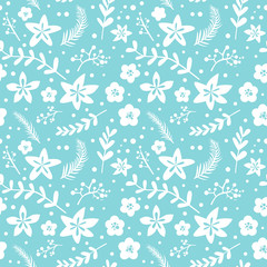 Christmas Floral Background - retro seamless pattern