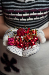 Woman holding a Christmas Decorations