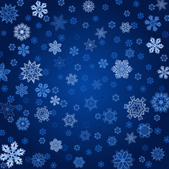 Winter blue background with snowflakes. Vector pattern for Christmas and New Year holidays. 
