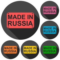 Made in Russia icons set with long shadow