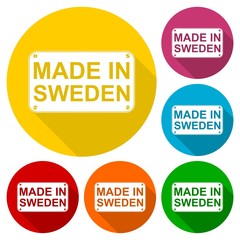 Made in Sweden icons set with long shadow