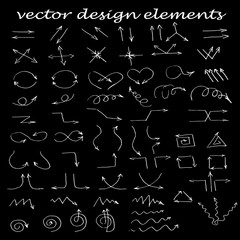 Hand drawn vector arrow collection in black background