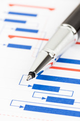 Project management and gantt chart with pen