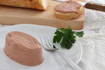 Liver pâté in white dish