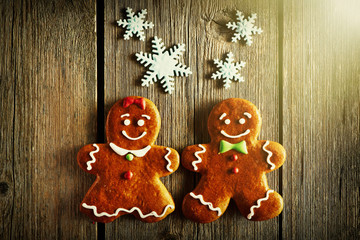 Christmas homemade gingerbread couple cookies