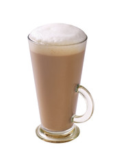 glass of latte on a white background