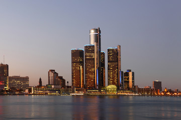 The Detroit Skyline at twilight