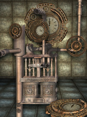 Fantasy scene with steam punk style