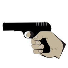 vector format. illustration of hand holding a handgun.