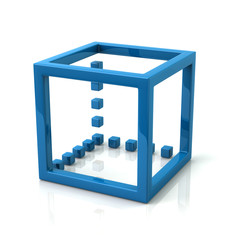 3d illustration of blue cube
