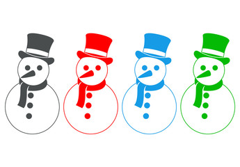 Icono plano hombre de nieve en varios colores #1