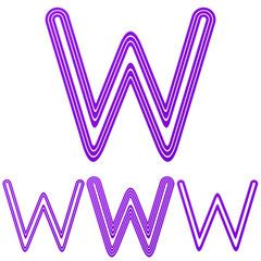 Purple line w letter logo design set
