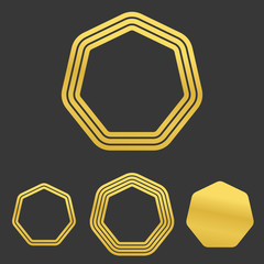Golden line heptagon logo design set