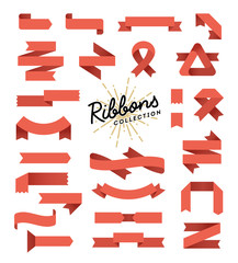 Set of variously shaped ribbon banners, flat design - 95288506