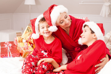 Smiling family in christmas time.