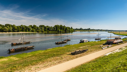 Naklejka na ściany i meble Summer landscape with Loire river, France.