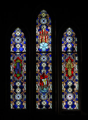 stained glass windows, Bethel College Mennonite Church sanctuary, North Newton, Kansas