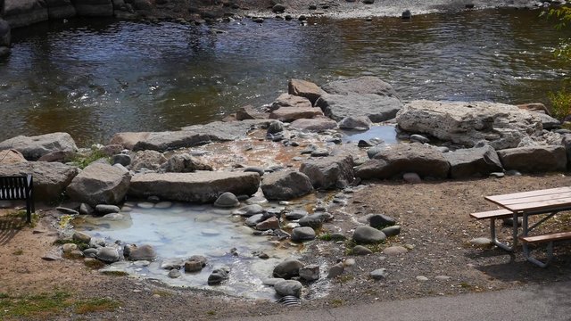 Mineral Spring pouring into nearby creek, 4K