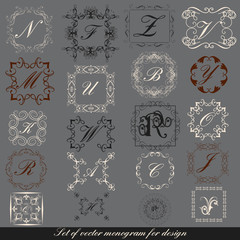 Obraz na płótnie Canvas Vector set of calligraphic monogram for design. Calligraphic vec