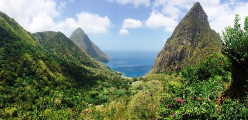 Looking out into the ocean near the grand Piton